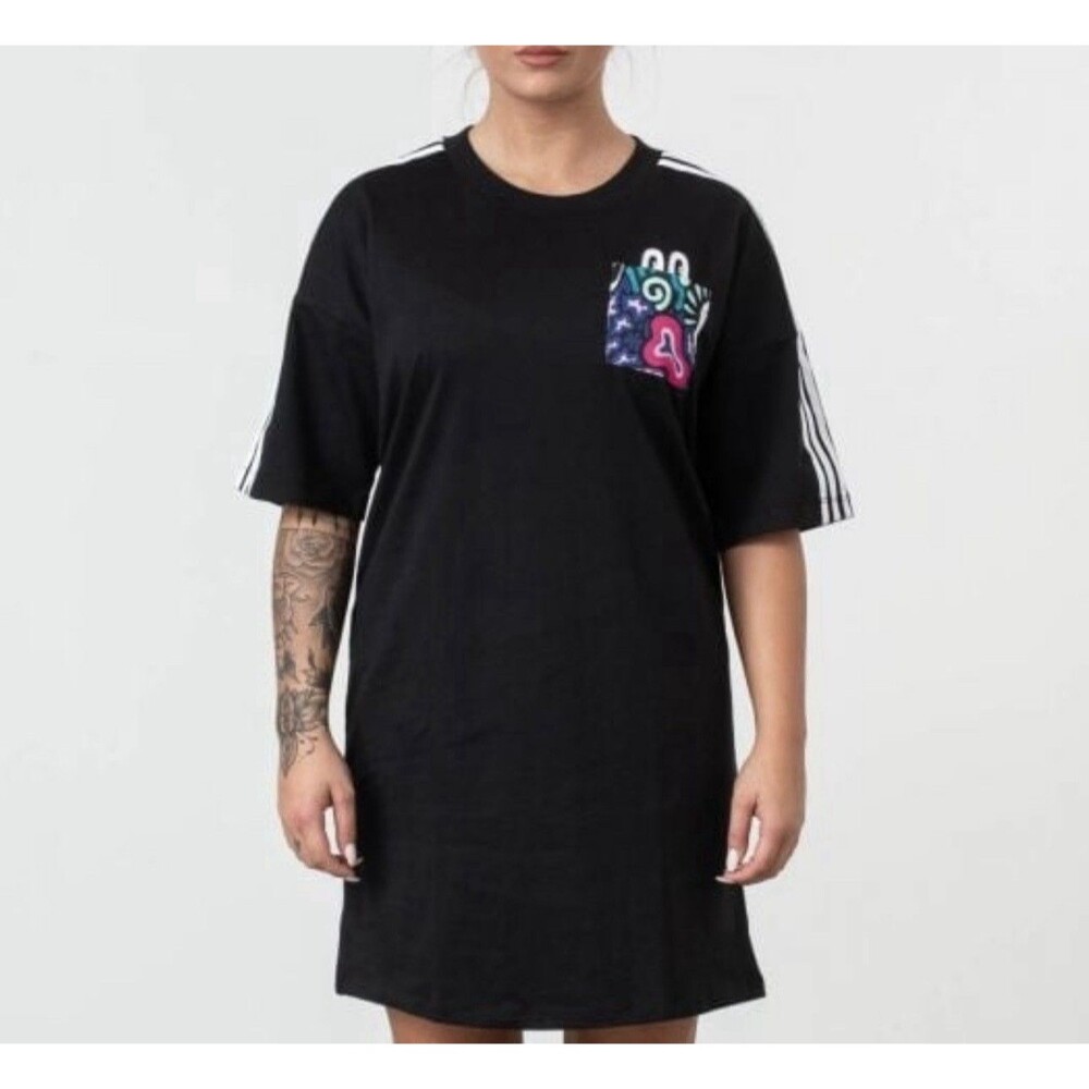 Adidas X Hattie Stewart Trefoil Embroidered Eyes Dress Size Small CV6314